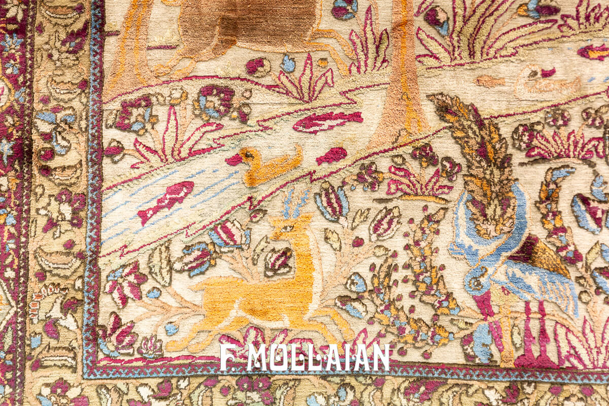 Kashan Mohtasham Pictorial Souf Silk Rug n°:549447